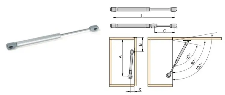 Nieuw Pistone H per ante pensili, lunghezza 243 mm, portata 8 kg