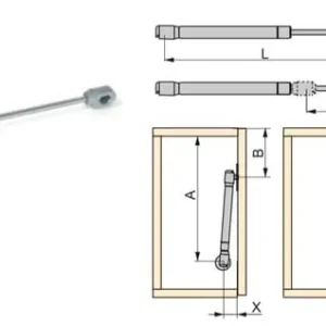 Pistone H per ante pensili, 276 mm, portata 5 kg Korting