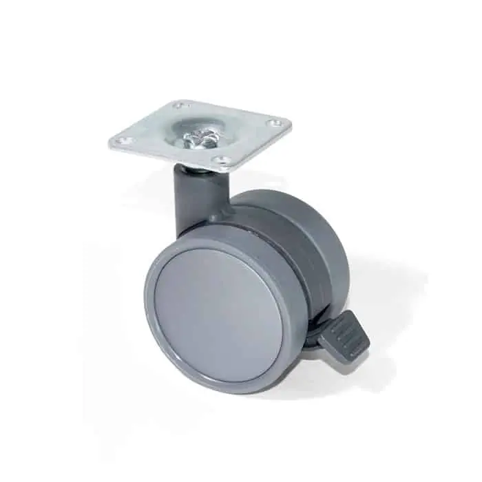Ruota girevole Bowl EMUCA su piastra con freno in acciaio e plastica, finitura grigia con gomma grigia, diametro 60 mm, altezza 84 mm Gereduceerde Prijs
