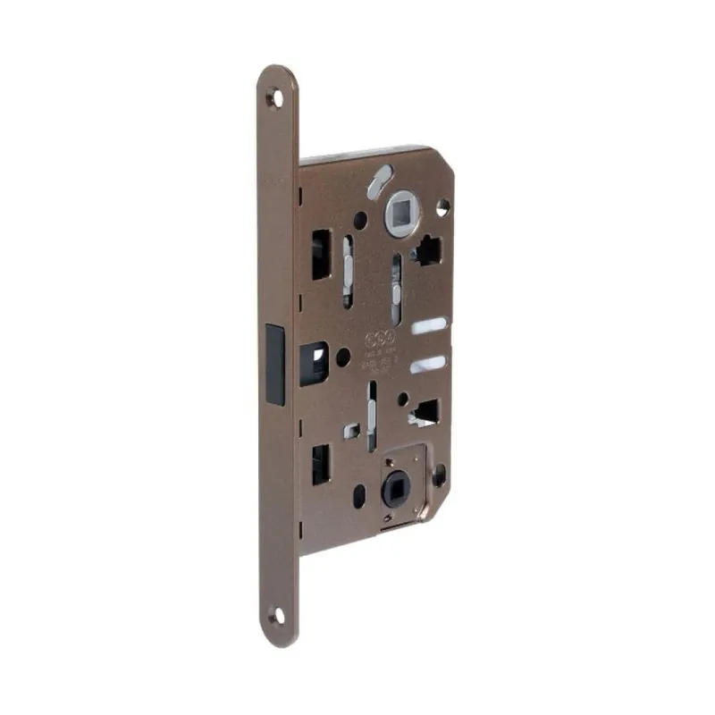 Speciale Aanbieding Serratura Polaris 2XT Wc incasso B06102 Agb per porta da bagno, entrata 50 mm, interasse 96 mm, bordo tondo 196x18 mm, Acciaio finitura Bronzato Verniciato