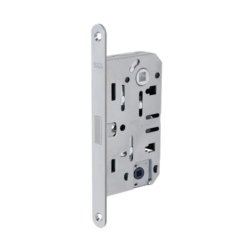 Serratura Polaris 2XT Wc incasso B06102 Agb per porta da bagno, entrata 60 mm, interasse 96 mm, bordo tondo 196x18 mm, Acciaio finitura Cromato Opaco Tijdelijk Beschikbaar