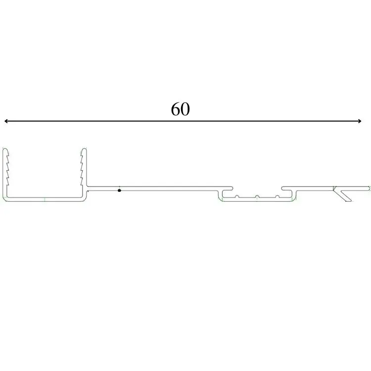 Profilo per falso telaio in legno e alluminio, larghezza 60 mm, lunghezza 5000 mm, materiale Alluminio Beperkt Aanbod
