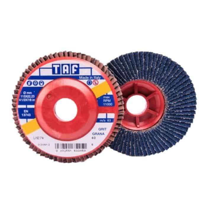 Disco a lamelle applicate LNZ74B Taf per acciaio e inox, diametro 115 mm, grana 40, foro 22 mm Betaalbaar