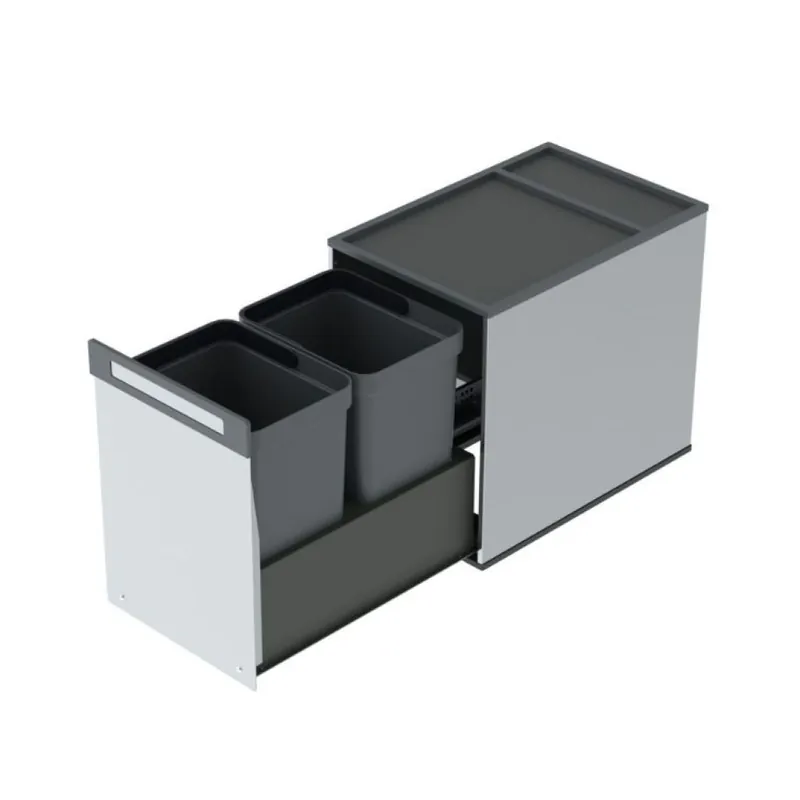 Portarifiuti Box 2 Tecnoinox per sottolavello cucina, base 300 mm, altezza 370 mm, 2 cesti ad estrazione su guide, Acciaio Inox AISI 304 Seizoensaanbieding
