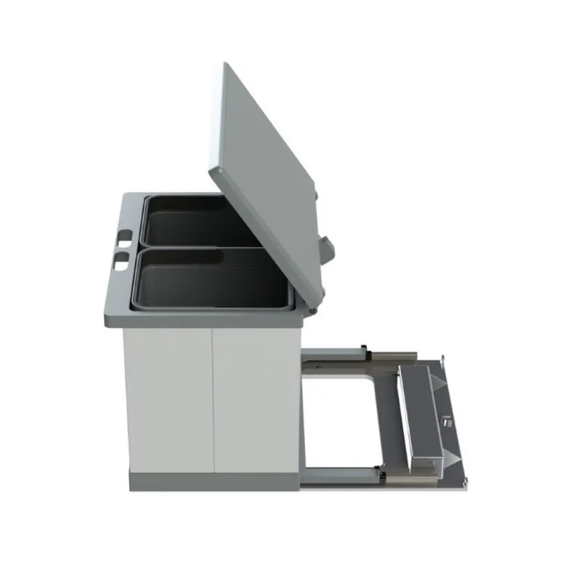 Beperkt Aanbod Portarifiuti Spazio Tecnoinox per sottolavello cucina, base 400 mm, altezza 330 mm, 2 cesti ad estrazione su guide, Acciaio Inox AISI 304