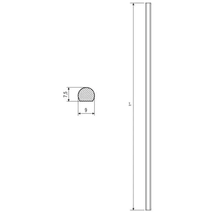 Gereduceerde Prijs Asta per spagnolette AGB H00900.08.CN, diametro 9 mm, lunghezza 2400 mm, finitura Base Verniciabile