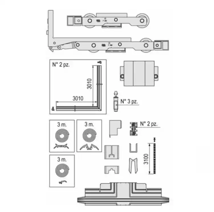 Kit accessori G02207.01.93 AGB, per alzante controtelaio a scomparsa, tenuta lato interno Korting