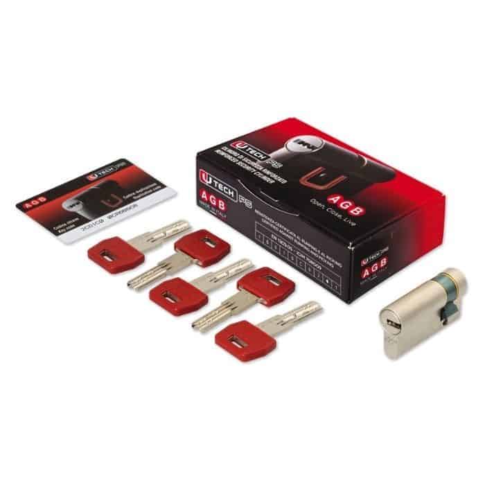 Premium Mezzo Cilindro U-Tech PS Agb profilo Europeo CE3016.05.50, lunghezza 65 mm (10/55), finitura Nichelato Opaco