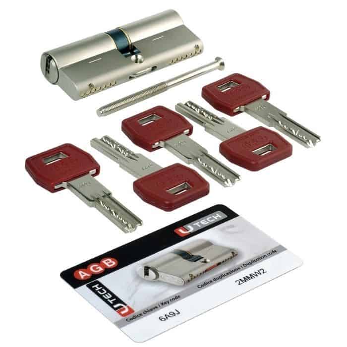 Cilindro U-Tech PS Agb profilo Europeo frizionato CE0016.30.70, lunghezza 110 mm (35/75), finitura Nichelato Opaco Fabrieksprijs