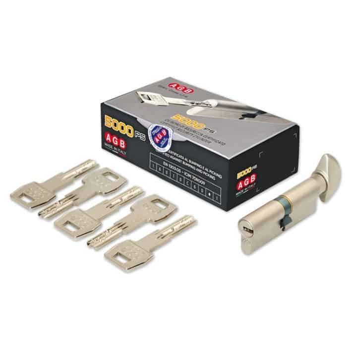 Exclusieve Aanbieding Cilindro 5000 PS Agb profilo Europeo CA2016.35.50, pomolo-chiave, lunghezza 95 mm (P40/55), finitura Nichelato Opaco