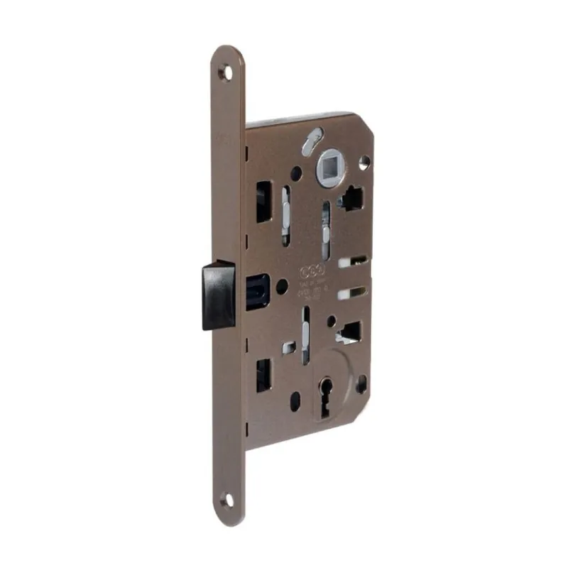 Betaalbaar Serratura Mediana Evolution incasso B01101 Agb per porta interna con chiave, entrata 50 mm, interasse 90 mm, bordo tondo 196x18 mm, Acciaio finitura Bronzato Verniciato