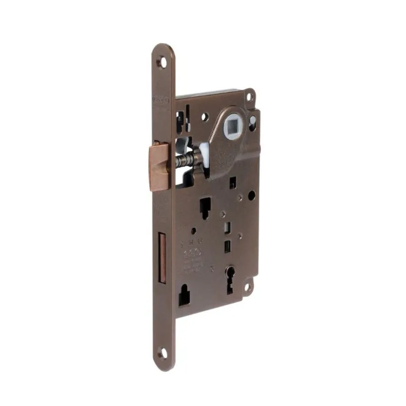Gecertificeerd Serratura Centro incasso B01002 Agb per porta interna con chiave, entrata 50 mm, interasse 90 mm, bordo tondo 196x18 mm, Acciaio finitura Bronzato Verniciato