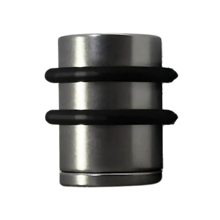 Veilige Betaling Fermaporta FP22115 Tahuma a pavimento, diametro 22 mm, doppio Or gomma nero, Acciaio Inox finitura Nichel Satinato
