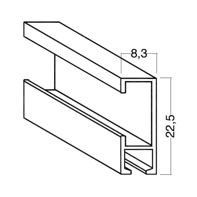 Tijdelijk Beschikbaar Binario PA259 Tahuma per quadri, lunghezza 2500 mm, in Alluminio, finitura Bianco