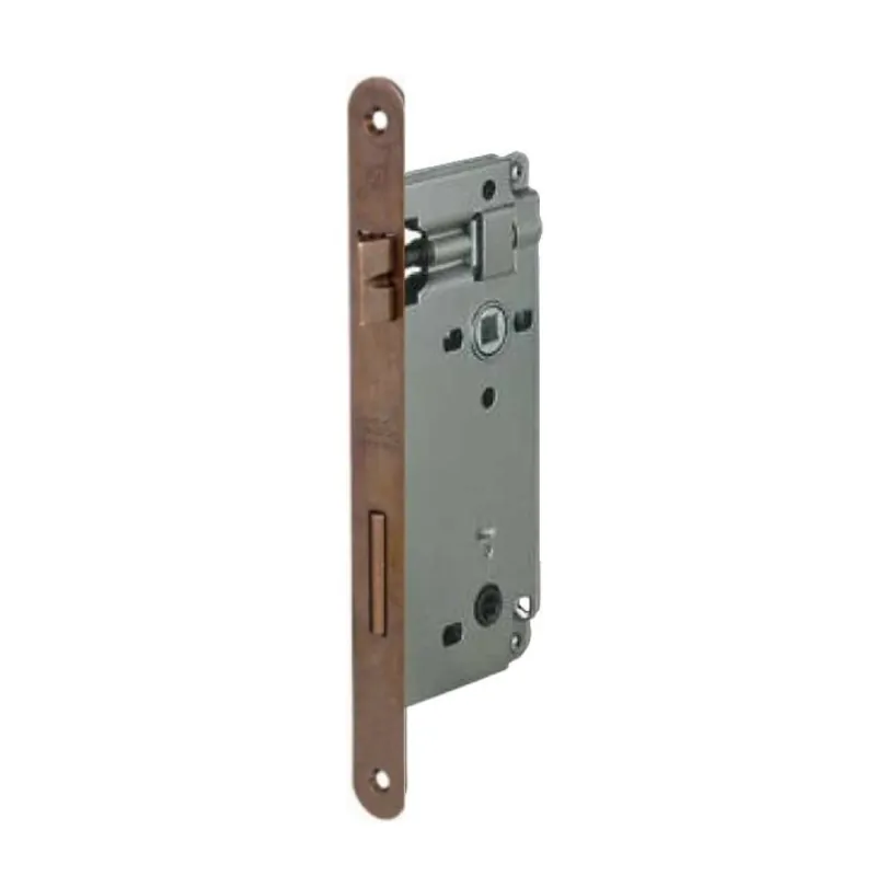 Goedkoop Serratura Patent Wc incasso B00595 Agb per porta da bagno, entrata 50 mm, interasse 90 mm, bordo tondo 238x22 mm, Acciaio finitura Bronzato Verniciato