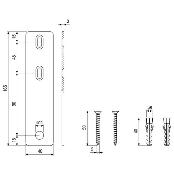 Kit piastra per cappotto Ariete H34501.00.99 Agb, con tasselli corti, interassi 45-90 mm, finitura Black Powerage Premium