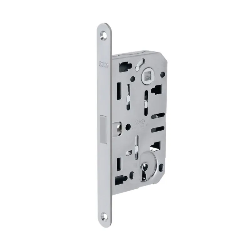 Direct Verzonden Serratura Polaris 2XT incasso B06101 Agb per porta interna con chiave, entrata 50 mm, interasse 90 mm, bordo tondo 196x18 mm, Acciaio finitura Cromato Opaco