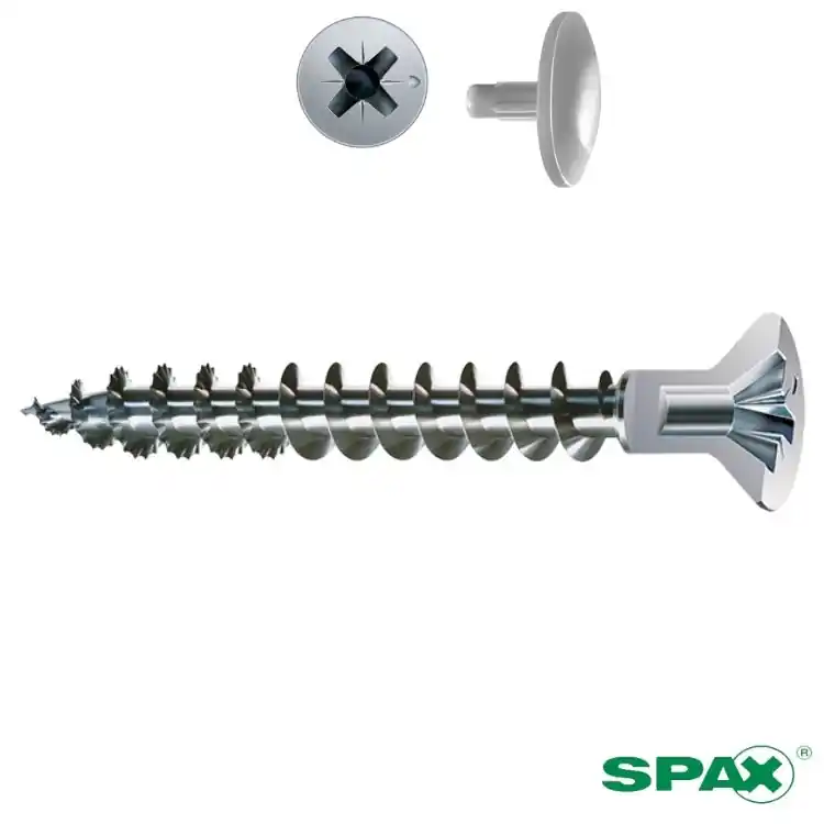 Beste Prijs Vite TPS Forata 5x60 per cappuccio decorativo, impronta PZ 2, filetto totale, ABC Spax, finitura Zincato Bianco