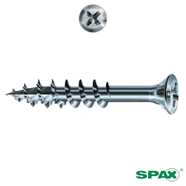 Speciale Aanbieding Vite TPS 4x30 per serramenti in legno, impronta croce PZ 2, filetto parziale 18 mm, ABC Spax finitura Argento Wirox