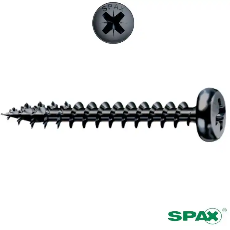 Vite TC 4x30 per legno, impronta croce PZ 2, filetto totale, ABC Spax finitura Zincato Nero Lage Kosten