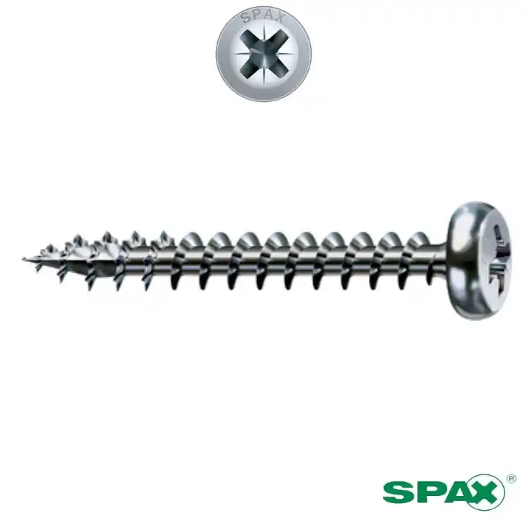 Hete Deal Vite TC 5x80 per legno, impronta croce PZ 2, filetto totale, ABC Spax finitura Argento Wirox