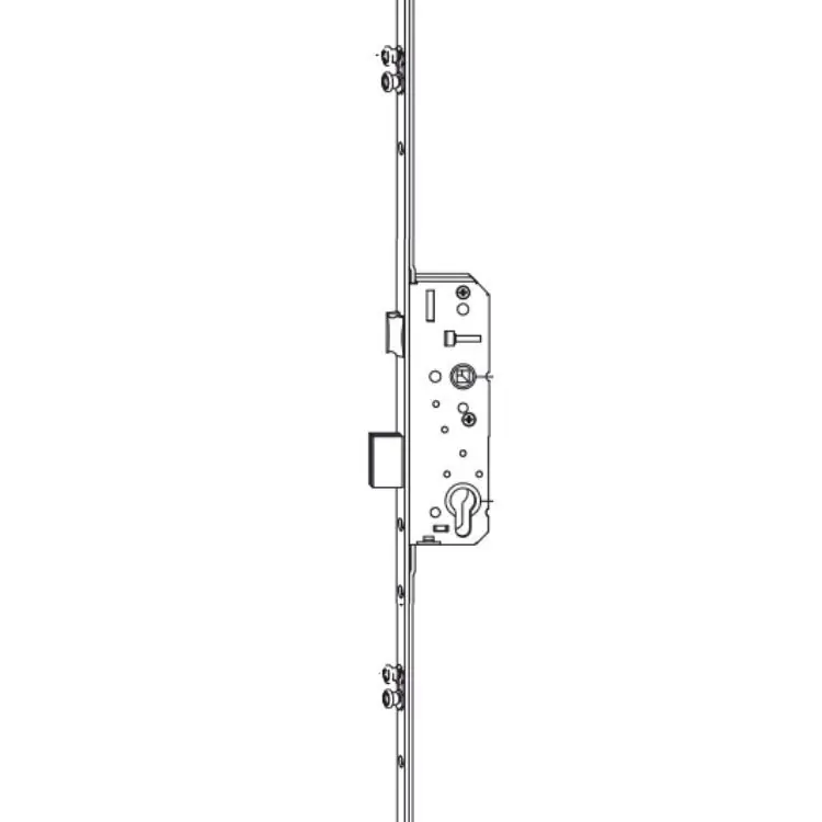 Serratura Multipunto Sicurtop W11400.55.12 AGB, per serramento, foro yale entrata 55 mm, dimensione 16x2150, con 3 funghi, finitura Argento Bestel Nu