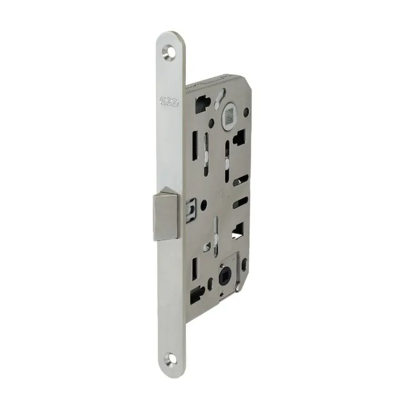 Koopje Serratura Mediana Evolution Wc incasso B01102 Agb per porta da bagno, entrata 60 mm, interasse 96 mm, bordo tondo 196x18 mm, Acciaio finitura Cromato Opaco