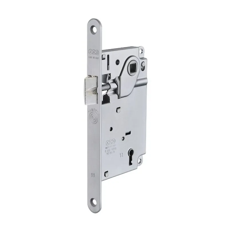 Serratura Centro incasso B01010 Agb per porta interna con chiave, entrata 50 mm, interasse 90 mm, bordo tondo 196x18 mm, Acciaio finitura Cromato Opaco Lage Prijs