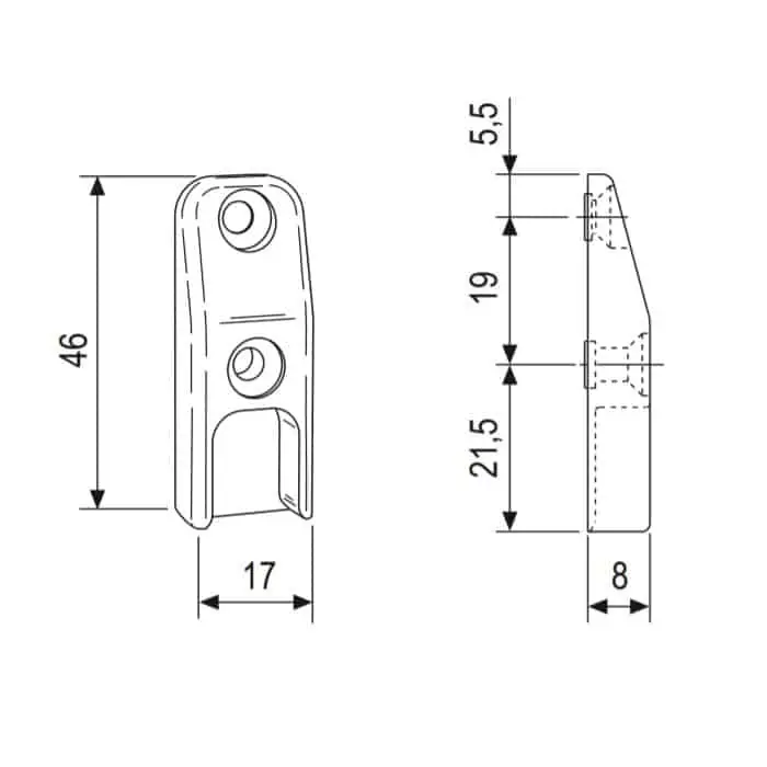 Meest Verkocht Incontro nottolino A38010.05.02 AGB Multipunto, aria 12 mm, corsa 16 mm, dimensioni 17x46x8 mm