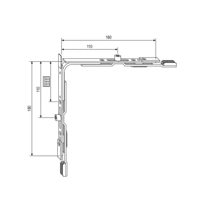 Movimento angolare AGB A40022.00.04 per anta ribalta a trapezio, 2 nottolini, GR 4, dimensioni 180x180 mm Uitverkoop