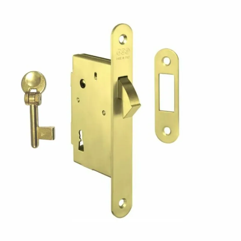 Beste Prijs Serratura Gancio Patent incasso B00701 AGB per porta scorrevole, entrata 50 mm, bordo tondo 168x22 mm, Acciaio finitura Ottonato Verniciato