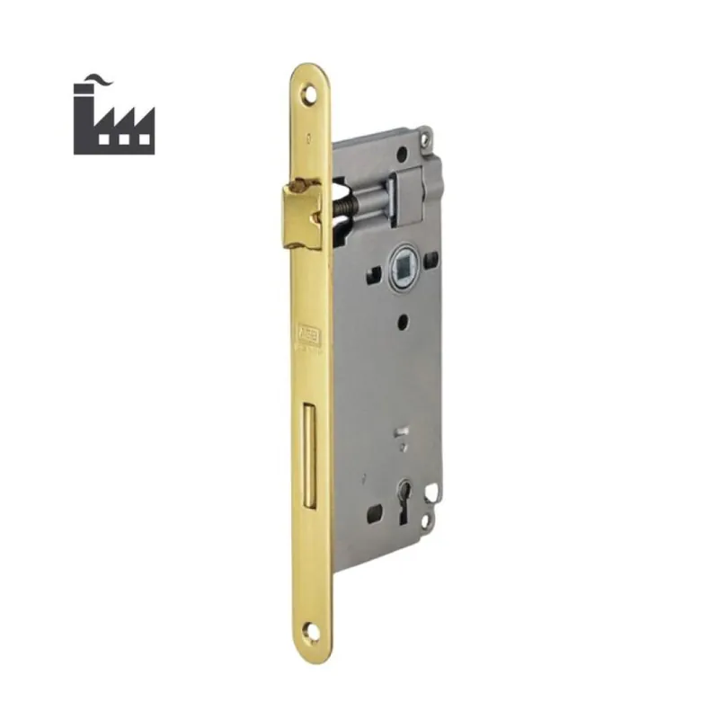 Hete Deal Serratura Patent incasso B00591 Agb per porta da interni, entrata 50 mm, chiave cifratura 11, interasse 90 mm, bordo tondo 238x22 mm, Acciaio finitura Ottonato Verniciato