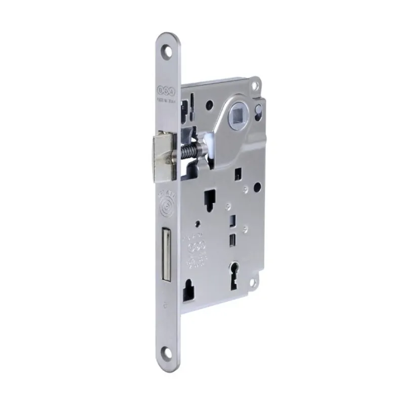 Aanbieding Serratura Centro incasso B01002 Agb per porta interna con chiave, entrata 50 mm, interasse 90 mm, bordo tondo 196x18 mm, Acciaio finitura Cromato Opaco