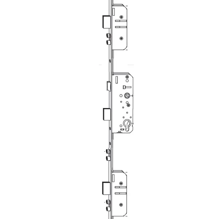 Populair Serratura Multipunto Sicurtop W01689.40.10 AGB, foro yale entrata 40 mm, dimensione 16x2400, con 2 catenacci + 2 nottolini, finitura Argento