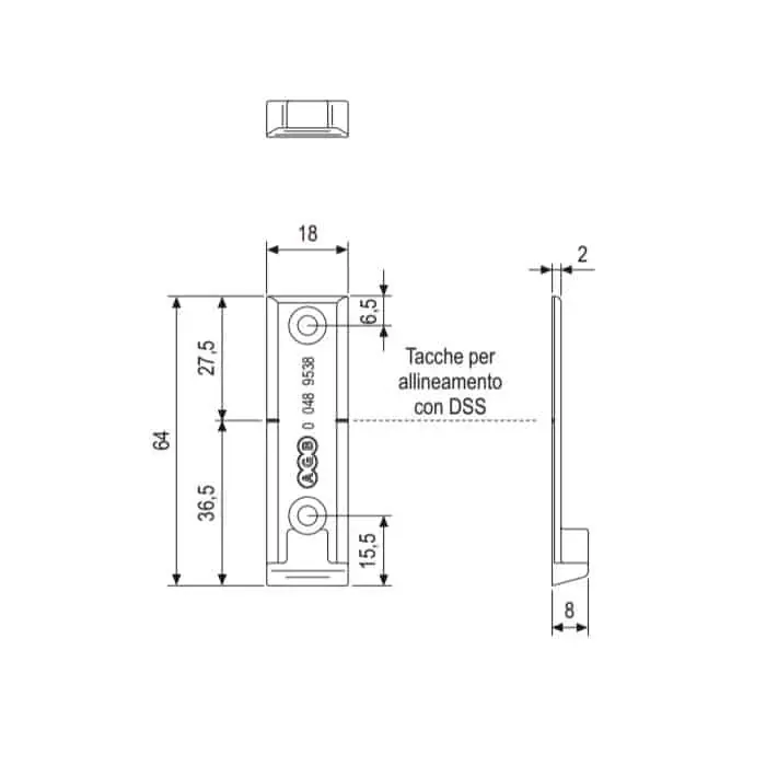 Populair Incontro di sicurezza DSS AGB per catenaccio passante 16/12 mm, dimensioni 18x64x2 mm, materiale Zama