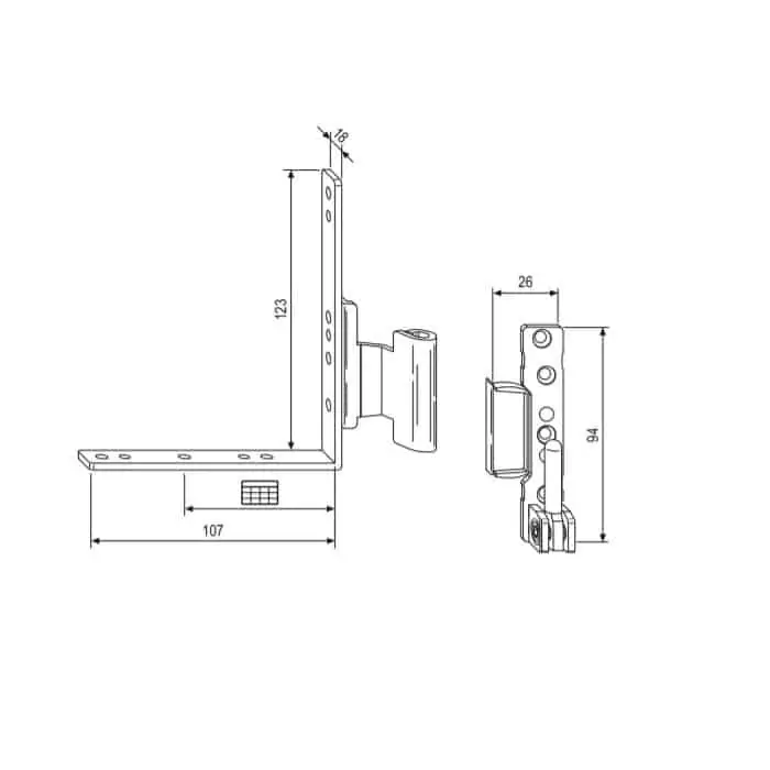 Speciale Aanbieding Cerniera angolare A44034.24.02 AGB TESI per traverso inferiore in alluminio, aria 11/12 mm, battuta 18 mm, mano sinistra