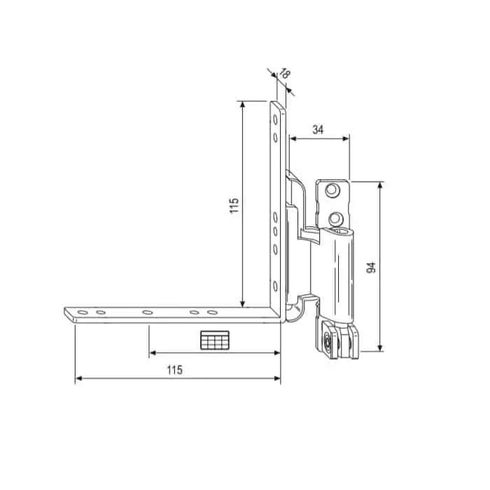 Populair Cerniera angolare A44036.24.02 AGB TESI per serramento anta ribalta, aria 4 mm, battuta 15/18 mm, mano sinistra