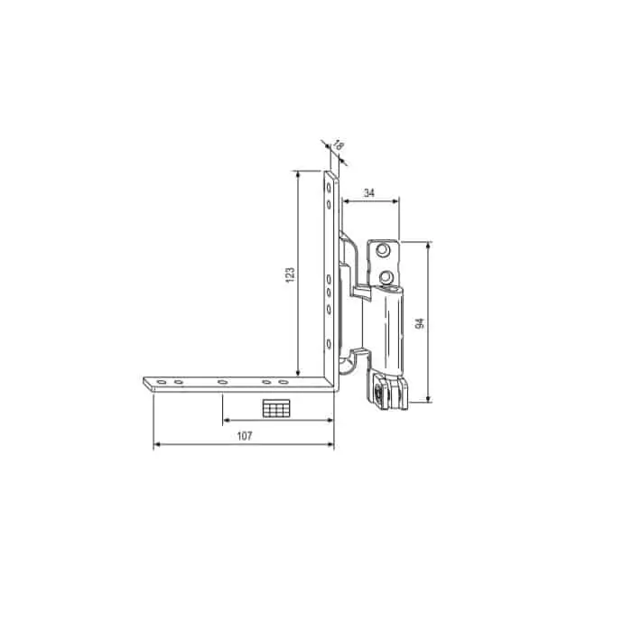 Finale Uitverkoop Cerniera angolare A44037.24.02 AGB per traverso inferiore in alluminio, aria 4 mm, battuta 15/18 mm, mano sinistra