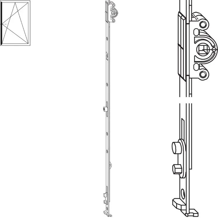 Uitverkoop Cremonese AGB per anta ribalta, GR 08, entrata 15 mm, altezza anta 1800-2000 mm, altezza maniglia fissa