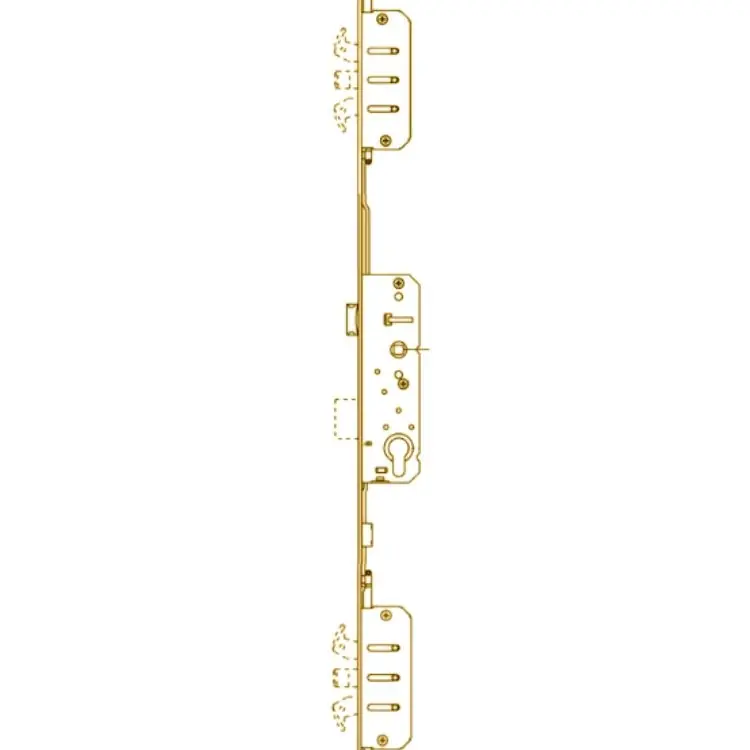 Serratura Multipunto Poseidon F11200.45.13 AGB, foro yale entrata 45 mm, dimensione 16x2400, con 2 ganci+ catenaccio, finitura Zinco Tropical Superprijs