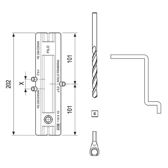 Fabrieksprijs Scatola attrezzi guida AGB, per cerniera Tria maxi diametro 18 mm, applicazione a filo