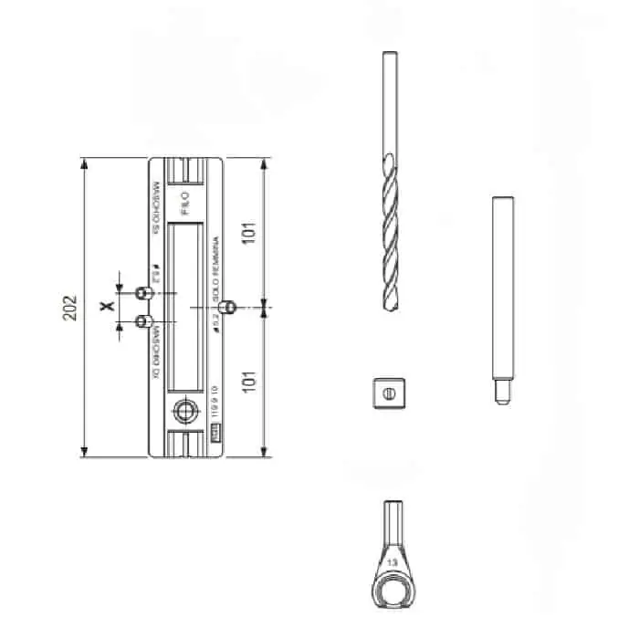 Gecertificeerd Scatola attrezzi guida AGB, per cerniera normale diametro 11 mm, applicazione a filo
