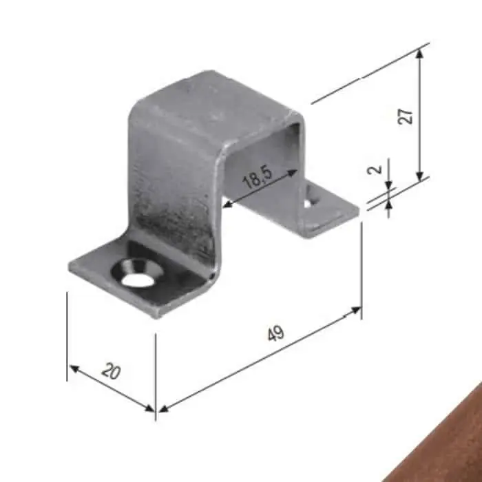 Incontro a battente AGB D00333.02.02 per catenaccio, dimensioni 49x20x27 mm, finitura Bronzato Betrouwbaar