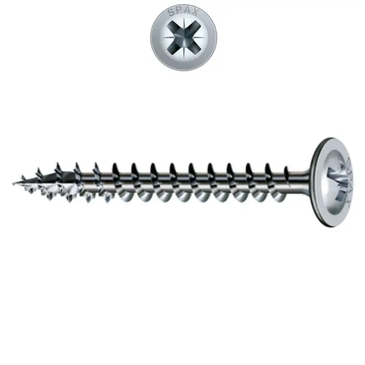 Vite TP 4x35 per schienali in legno, impronta PZ 2, filetto totale ABC Spax, finitura Argento Wirox Weekendaanbieding