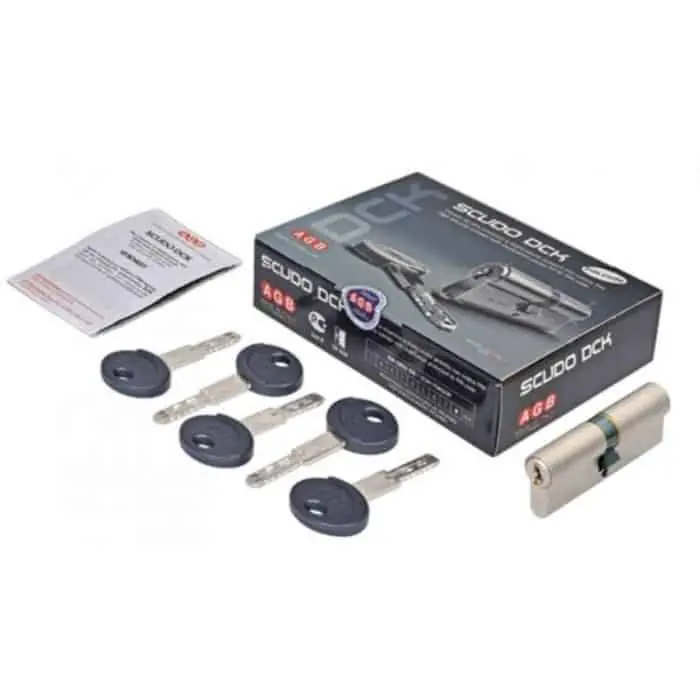 Populair Cilindro Scudo DCK Agb C10016.35.40, chiave-chiave, lunghezza 85 mm (40/45), finitura Nichelato Opaco