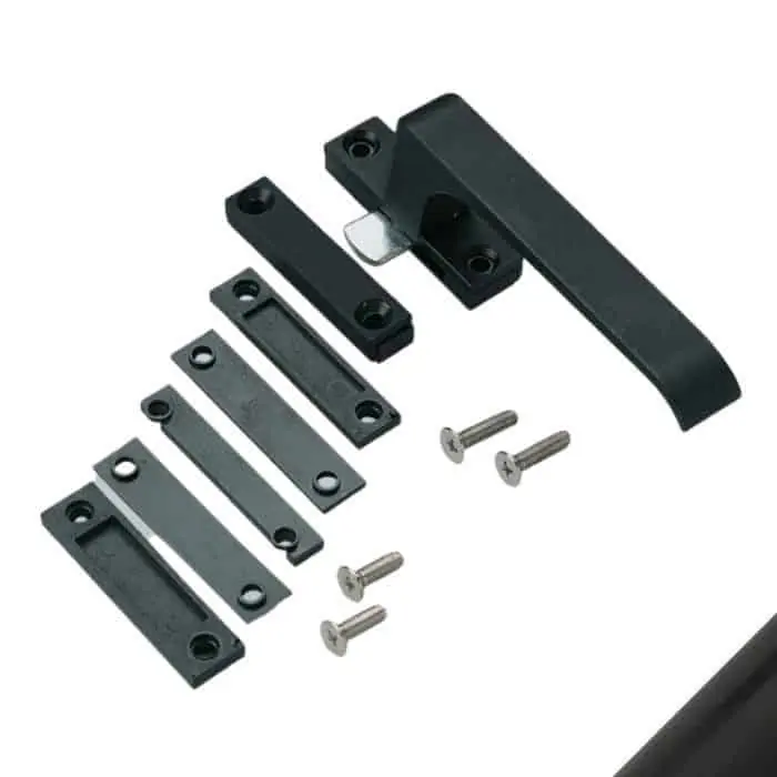 Tavellino Taveldue Savio 806 da applicare, versione Destra, dimensioni 145x48 mm, finitura Nero Anodizzato Merkproduct