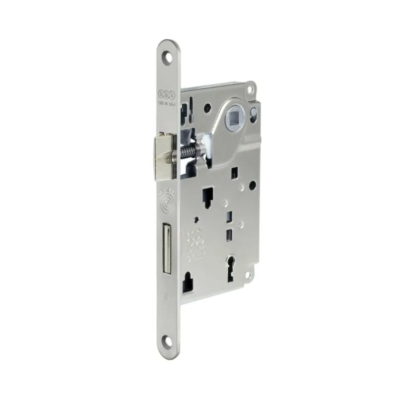 Serratura Centro incasso B01001 Agb per porta interna con chiave, entrata 50 mm, interasse 90 mm, bordo tondo 196x22 mm, Acciaio finitura Nichelato Gereduceerde Prijs