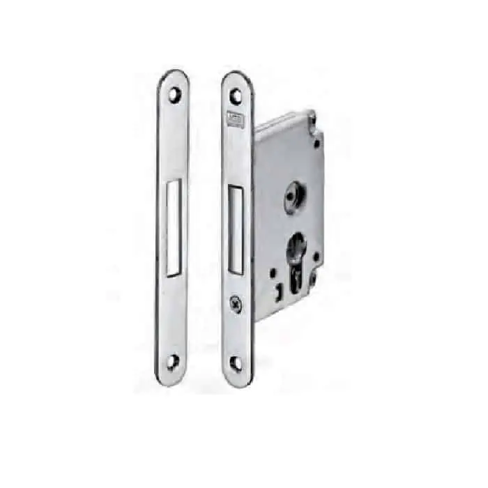 Serratura da incasso Sicurezza AGB con incontro, catenaccio, entrata 70 mm, frontale 22 mm bordo tondo, finitura Ottonato verniciato Beperkt Aanbod