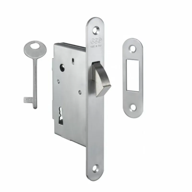Snelle Levering Serratura Gancio Patent incasso B00701 AGB per porta scorrevole, entrata 50 mm, bordo tondo 168x22 mm, Acciaio finitura Nichelato