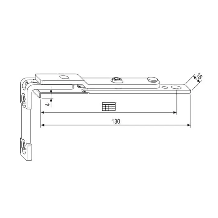 Rechtstreeks Van De Fabrikant Cerniera angolare superiore A34331.05.00 AGB TESI, seconda anta, aria 11/12 mm, battuta 18/20 mm, lunghezza 130 mm
